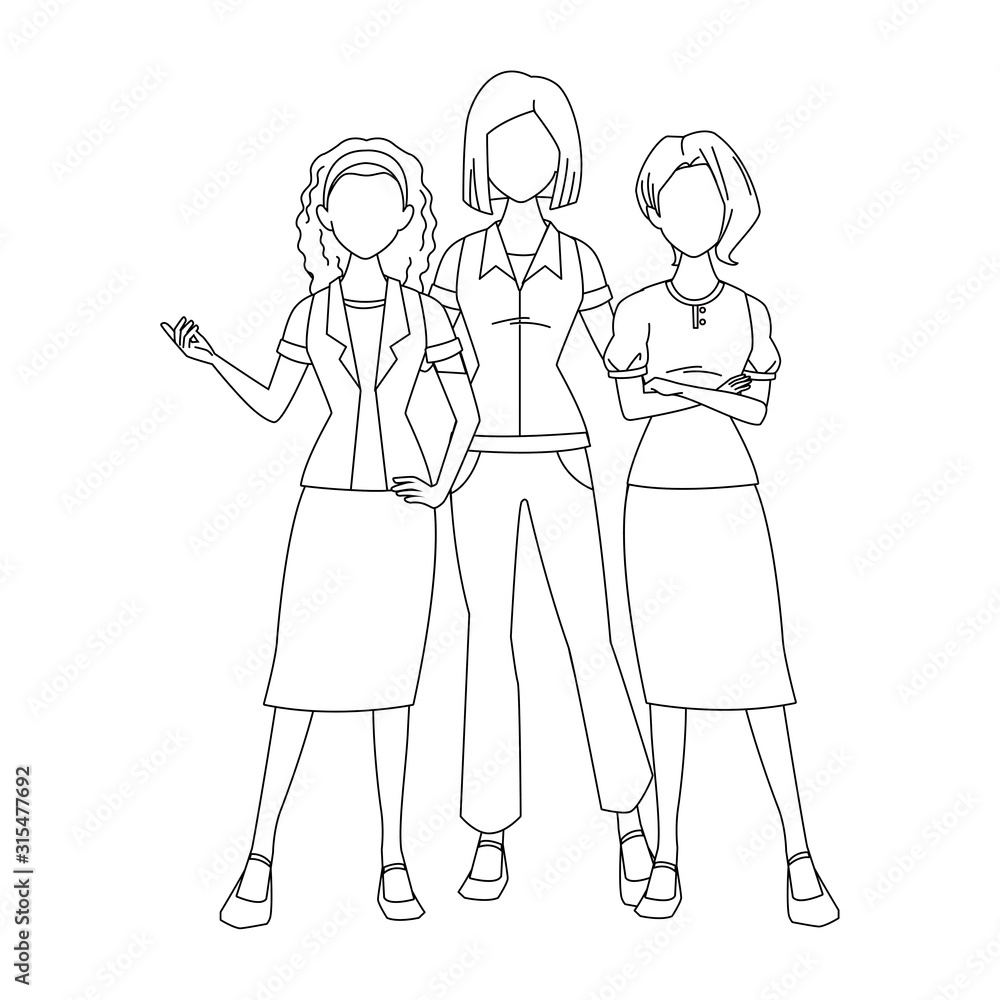 cool women standing icon, flat design