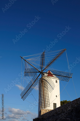 Traditional windmill in Es Castell, Minorca, Balearic Islands, Spain