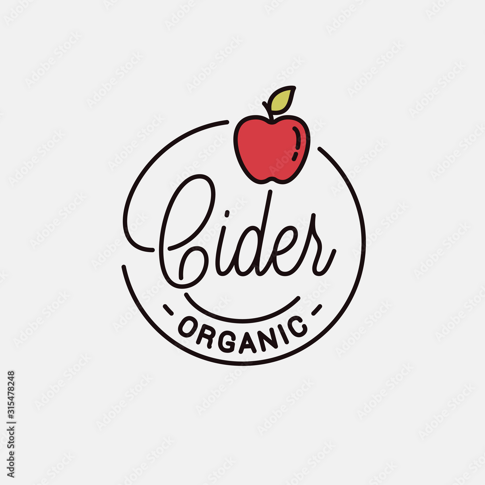 Cider logo. Round linear logo of apple cider Cider logo. Round linear logo of apple cider