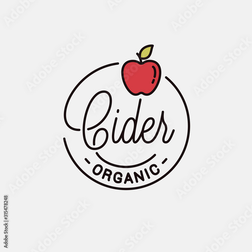 Cider logo. Round linear logo of apple cider