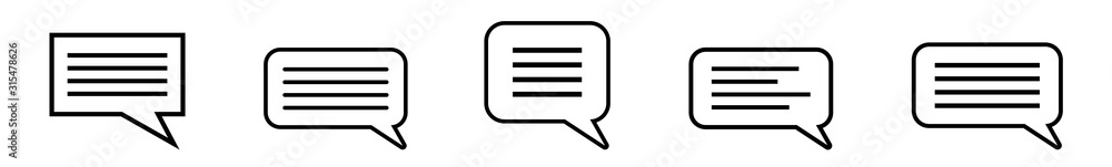 Speech Bubble Balloon Lines Icon Black | Shape Text Bubbles | Communication Symbol | Message Logo | Cartoon Sign | Isolated | Variations Speech Bubble Balloon Lines Icon Black | Shape Text Bubbles | Communication Symbol | Message Logo | Cartoon Sign | Isolated | Variations