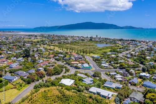 Waikanae Beach township and Kapiti Island