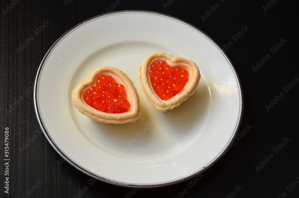 red caviar on a plate