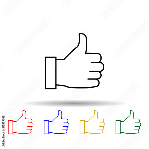 hand with a thumb up multi color style icon. Simple thin line, outline vector of web icons for ui and ux, website or mobile application