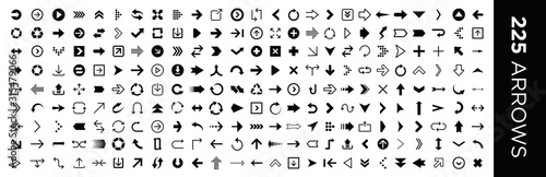 Arrows set of 225 black icons