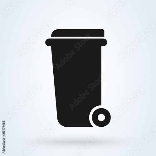 Wheelie bin Simple vector modern icon design illustration.