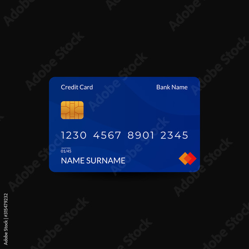 credit card design templates with blue color and wave motifs, editable text