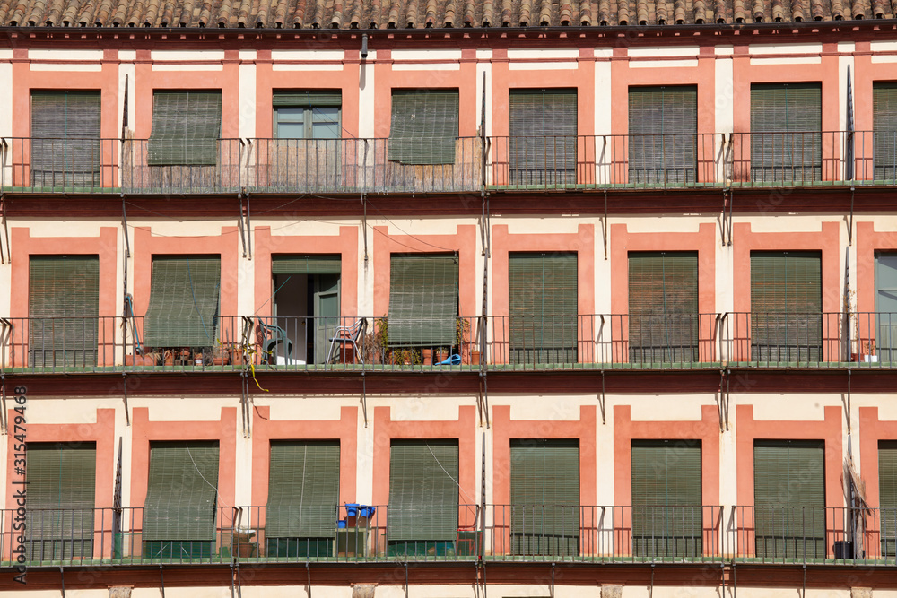 Detail of the buildings in the Corredera square, Cordoba, Spain Detail of the buildings in the Corredera square, Cordoba, Spain