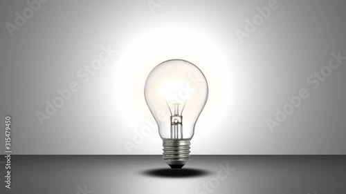 Light bulb turning on and turning off