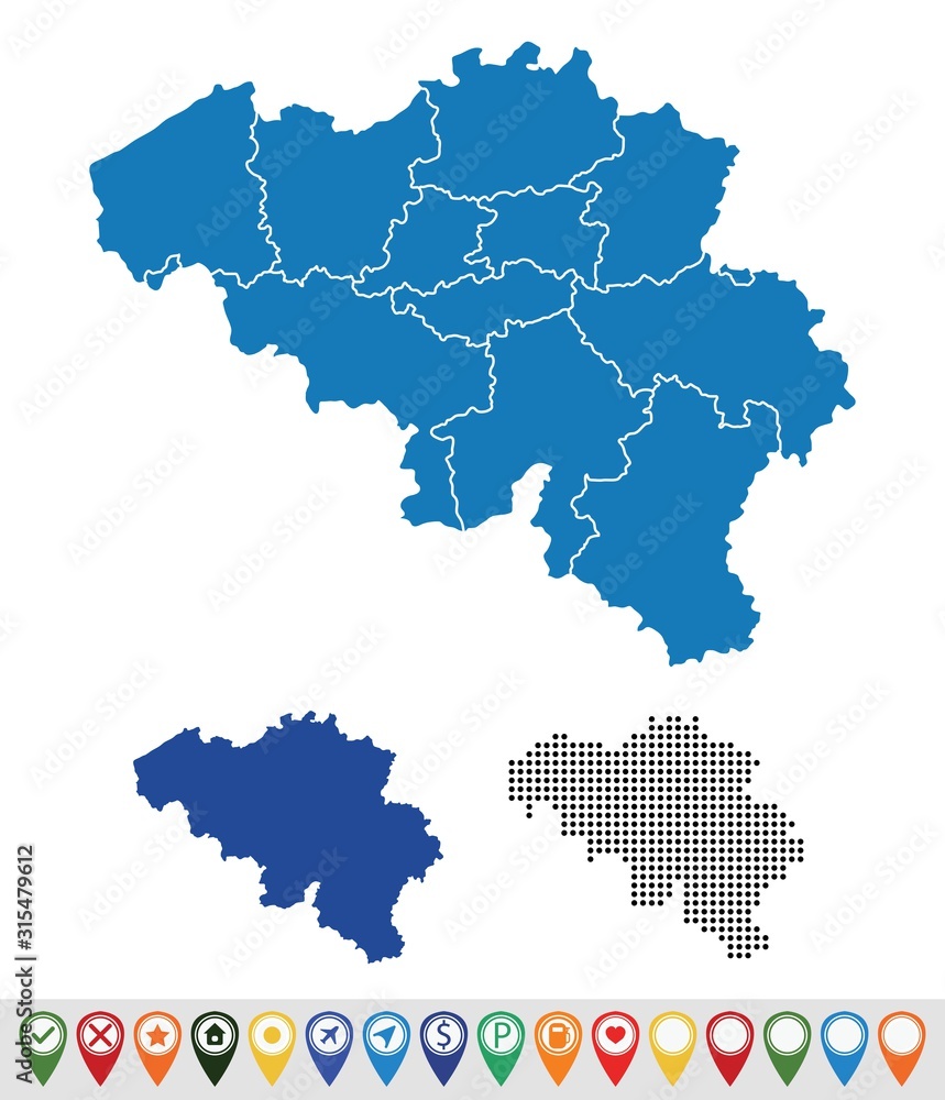 Set outline maps of Belgium