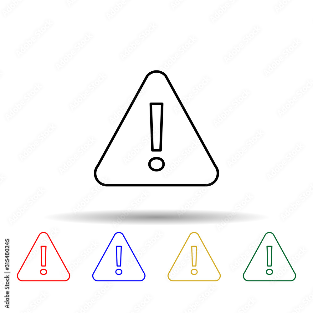 triangular sign with exclamation point multi color style icon. Simple thin line, outline vector of web icons for ui and ux, website or mobile application triangular sign with exclamation point multi color style icon. Simple thin line, outline vector of web icons for ui and ux, website or mobile application