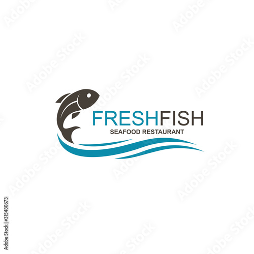 abstract fish icon for restaurant menu design isolated on white background