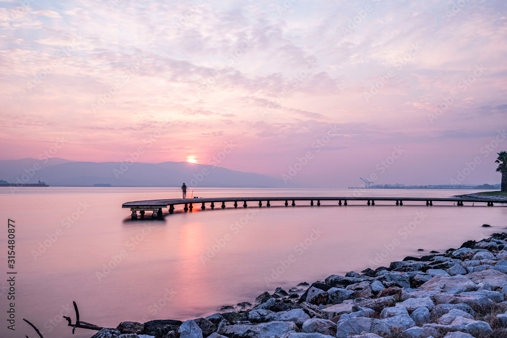 Sekapark, Izmit, Kocaeli. Beautiful natural park on seacoast. Sunset sea view in Turkey.