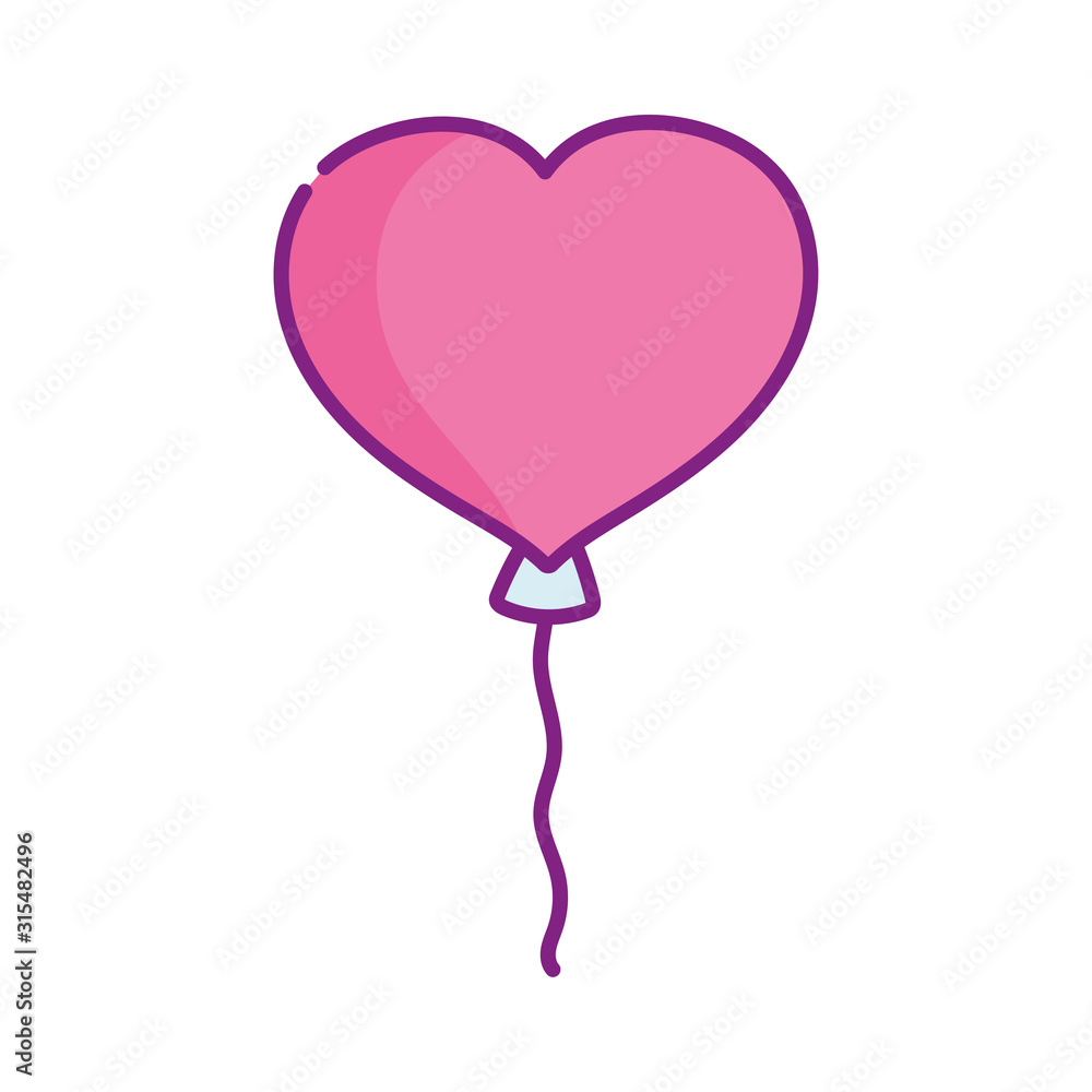 Fototapeta happy valentines day, cute balloon shaped heart celebration