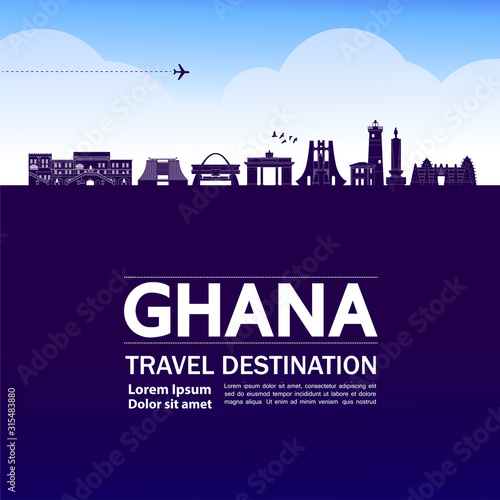 Ghana travel destination grand vector illustration. 