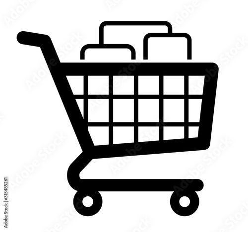 Filled shopping cart symbol icon