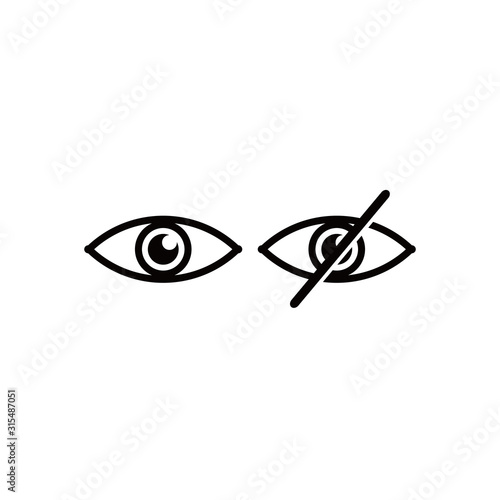 Icons eye and no eye. avoid eye contact. Vector illustration