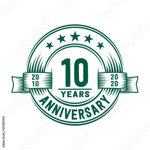 10 years logo design template. 10th anniversary vector and illustration.