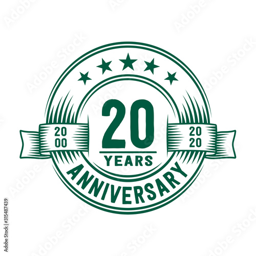 20 years logo design template. 20th anniversary vector and illustration.