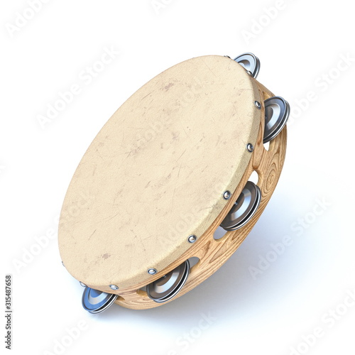 Leinwand Poster Wooden tambourine 3D