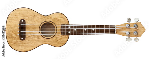 Wooden ukulele Front view 3D
