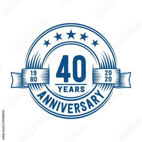 40 years logo design template. 40th anniversary vector and illustration.