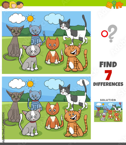 differences game with comic cats group