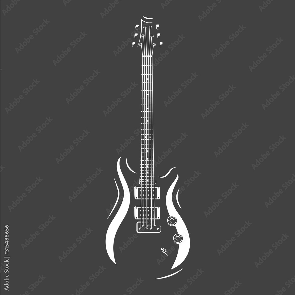 Obraz premium Guitar silhouette isolated on a black background