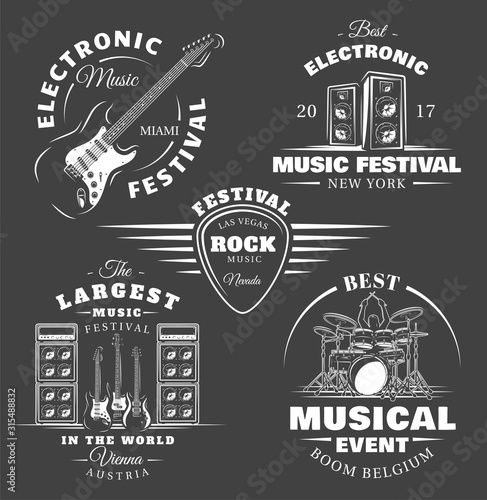 Set of vintage musical labels