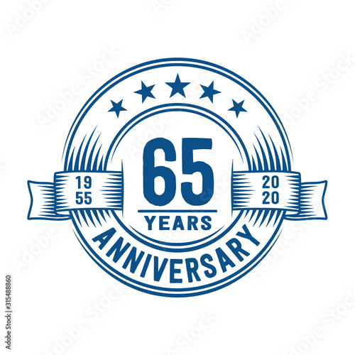 65 years logo design template. 65th anniversary vector and illustration. photo