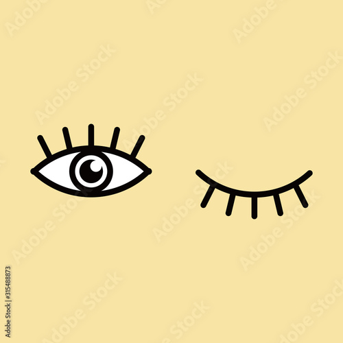 Eyes and eyelashes icon vector illustration. Isolated badge for website or app in colored background.