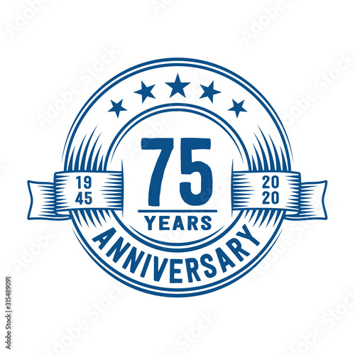 75 years logo design template. 75th anniversary vector and illustration.
