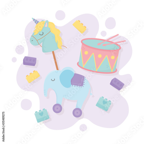 drum elephant horse stick blocks cartoon kids toys