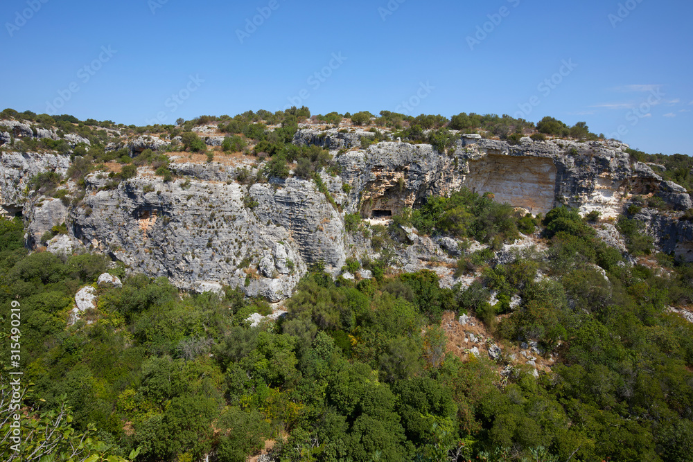 The archeological site of Cave of Ispica, Sicily, Italy