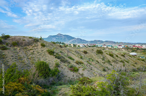 Obraz na płótnie Mountainous area with vegetation, Sudak District, Republic of Crimea w salonie