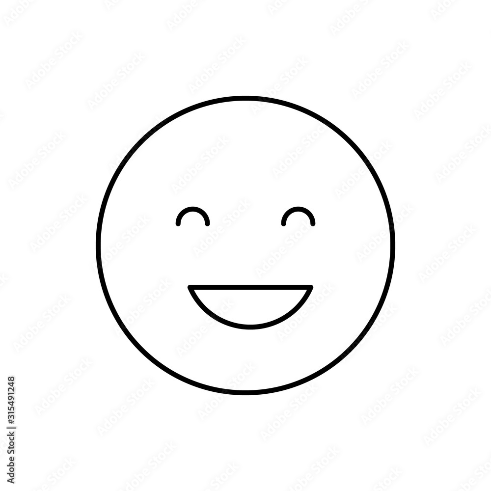 Happy, emotions icon. Simple line, outline vector expression of mood icons for ui and ux, website or mobile application Happy, emotions icon. Simple line, outline vector expression of mood icons for ui and ux, website or mobile application