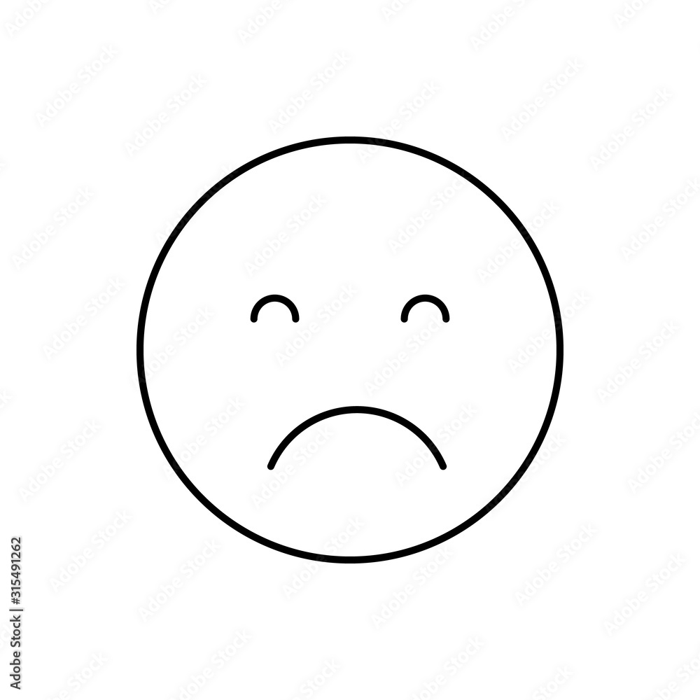 Sad, emotions icon. Simple line, outline vector expression of mood icons for ui and ux, website or mobile application Sad, emotions icon. Simple line, outline vector expression of mood icons for ui and ux, website or mobile application