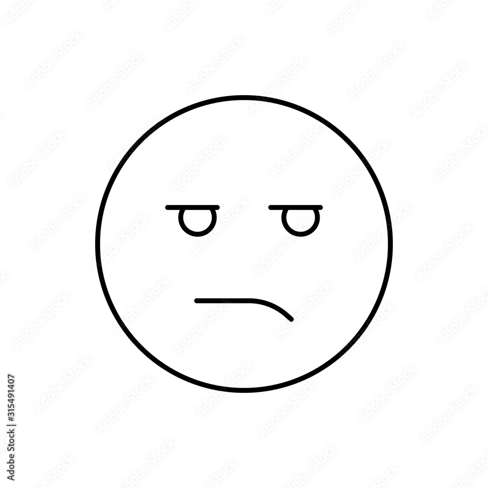 Dissatisfied, emotions icon. Simple line, outline vector expression of mood icons for ui and ux, website or mobile application Dissatisfied, emotions icon. Simple line, outline vector expression of mood icons for ui and ux, website or mobile application
