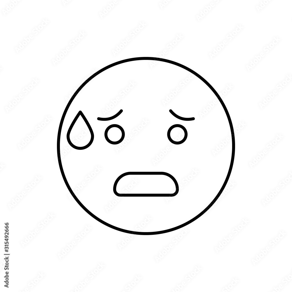 Anxious, emotions icon. Simple line, outline vector expression of mood icons for ui and ux, website or mobile application Anxious, emotions icon. Simple line, outline vector expression of mood icons for ui and ux, website or mobile application