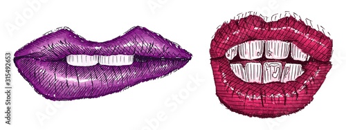 lips compilation sketch bright purple pink