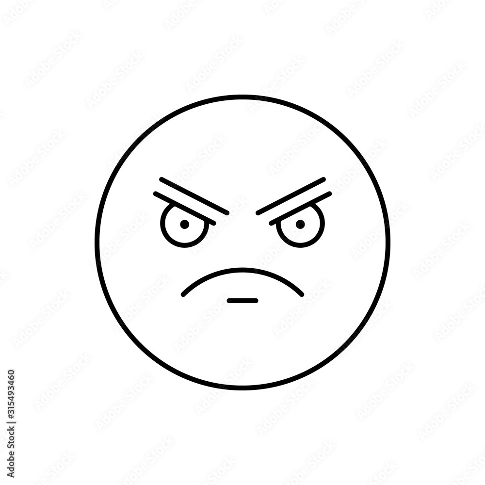 Annoyed, emotions icon. Simple line, outline vector expression of mood icons for ui and ux, website or mobile application Annoyed, emotions icon. Simple line, outline vector expression of mood icons for ui and ux, website or mobile application
