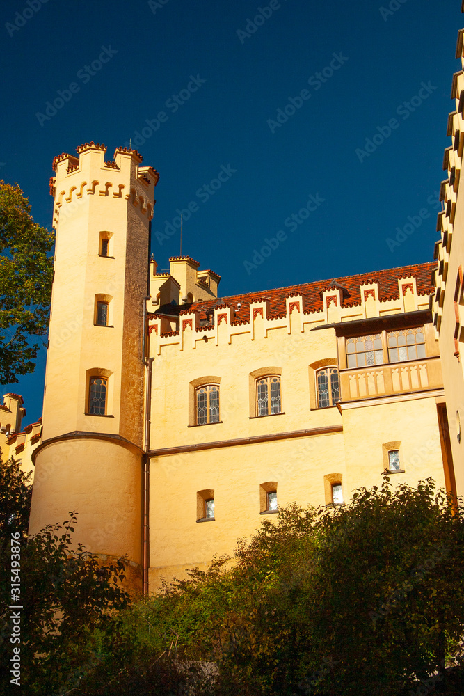 Obraz premium Exterior of Hohenschwangau palace in Bavaria, Germany