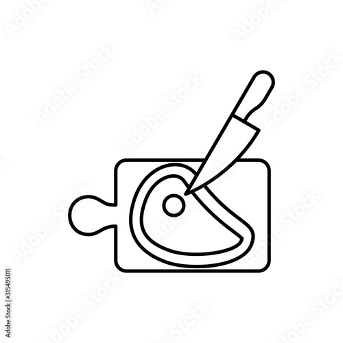Cutting board, meat icon. Simple line, outline vector batcher icons for ui and ux, website or mobile application