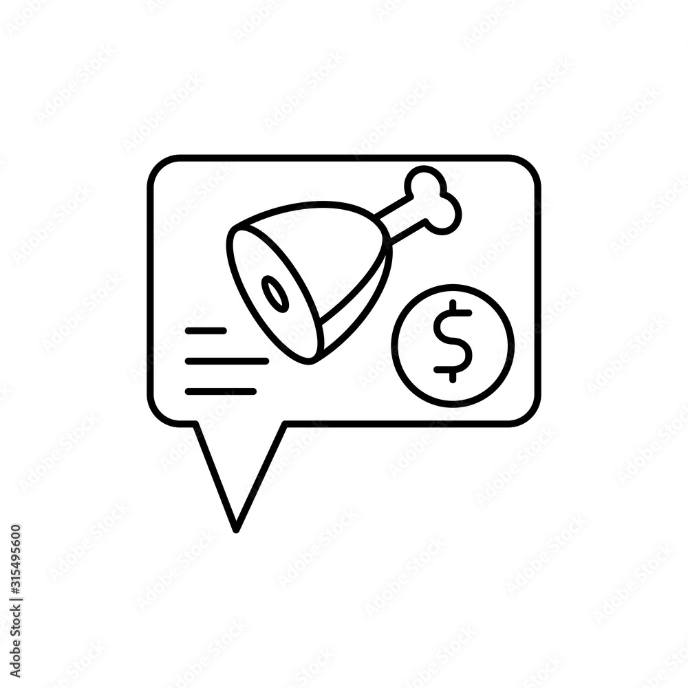 Price, label, meat icon. Simple line, outline vector batcher icons for ui and ux, website or mobile application Price, label, meat icon. Simple line, outline vector batcher icons for ui and ux, website or mobile application