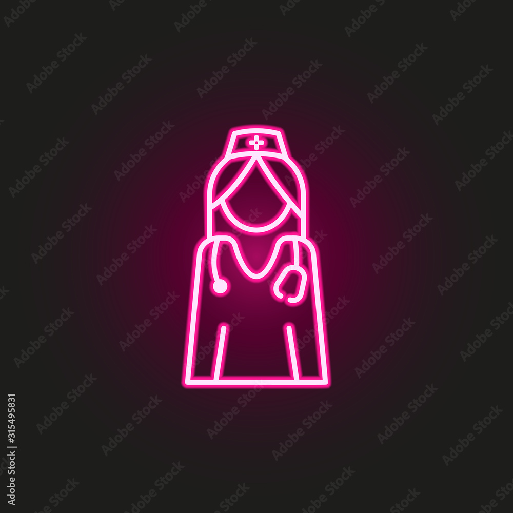 Doctor neon style icon. Simple thin line, outline vector of medical icons for ui and ux, website or mobile application Doctor neon style icon. Simple thin line, outline vector of medical icons for ui and ux, website or mobile application