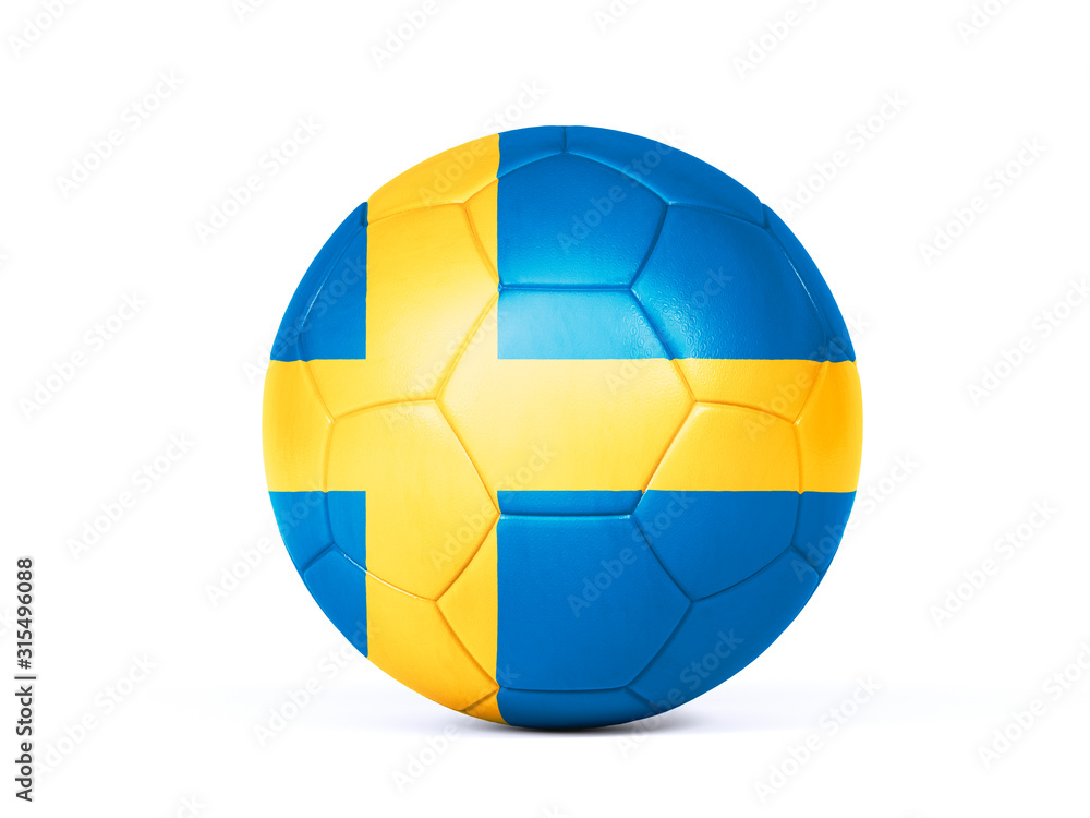 Fototapeta premium Football or soccer ball in Swedish national colors