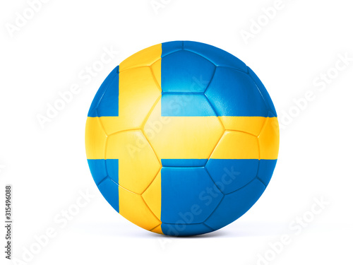 Football or soccer ball in Swedish national colors