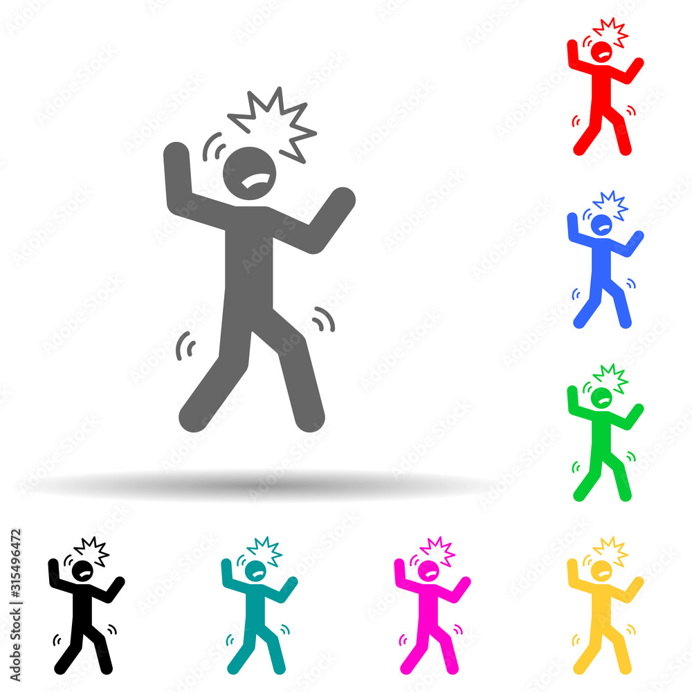 Naklejka premium Crazy, man multi color style icon. Simple glyph, flat vector of negative character icons for ui and ux, website or mobile application