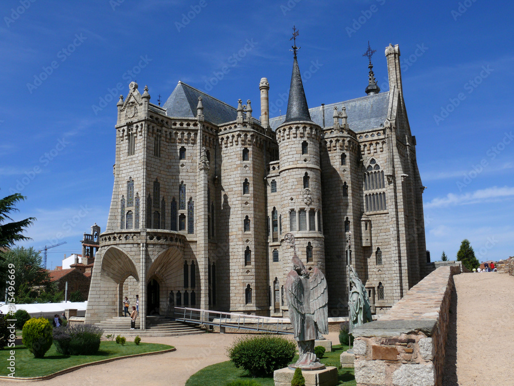 Fototapeta premium Views of the neo-gothic episcopal palace in Astorga, Leon