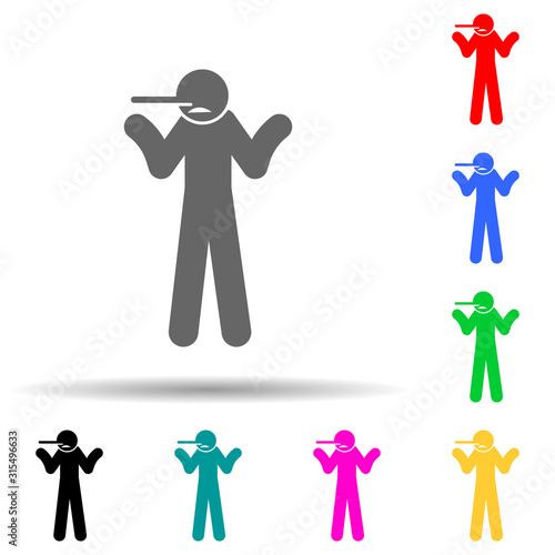 Lie, long nose multi color style icon. Simple glyph, flat vector of negative character icons for ui and ux, website or mobile application